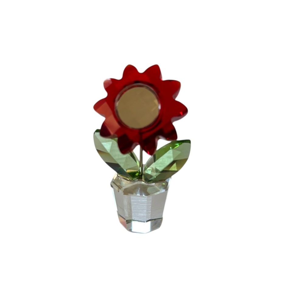 Swarovski Red Crystal Flower Figurine Vintage